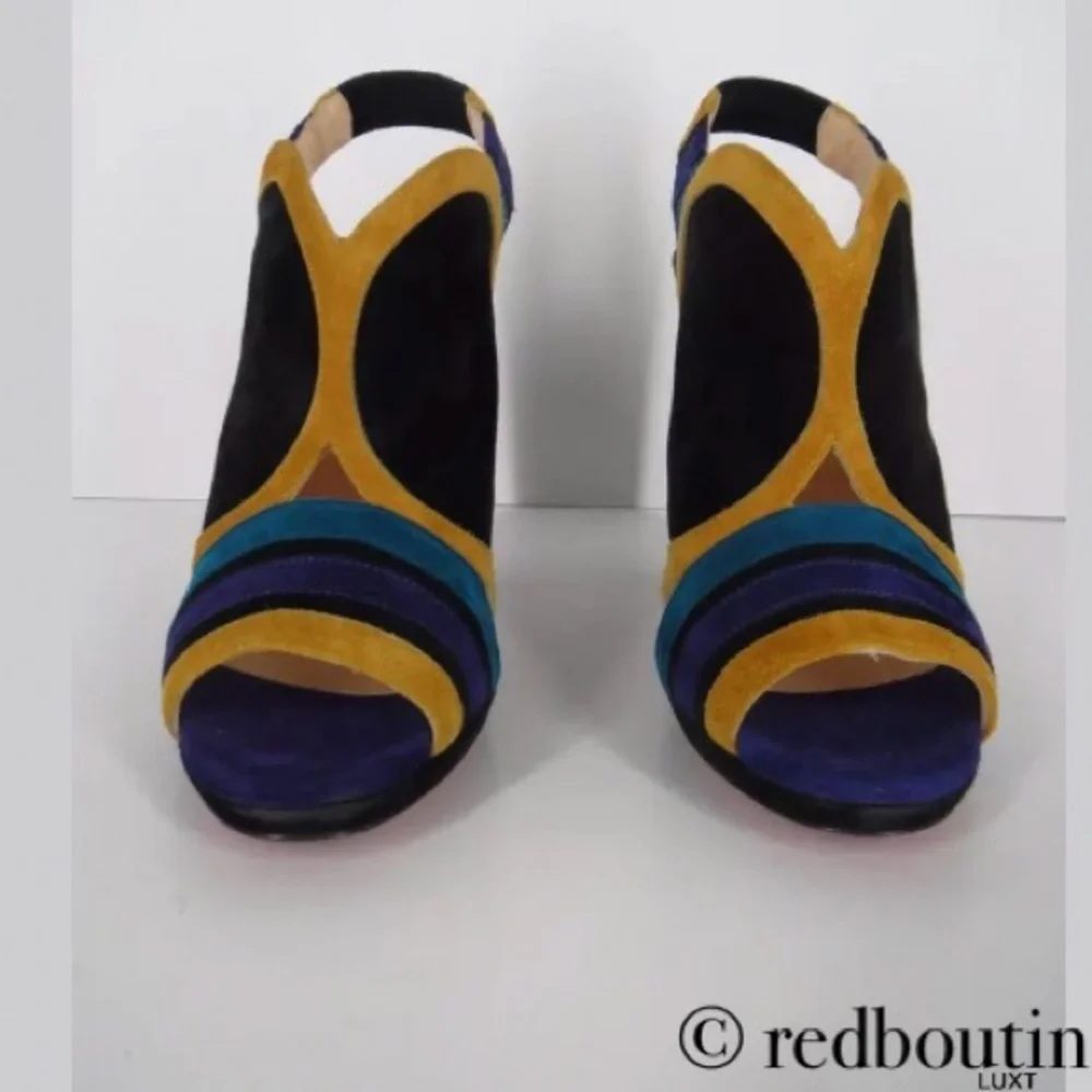 Christian Louboutin mod open toe block heel sandals - Picture 4 of 7